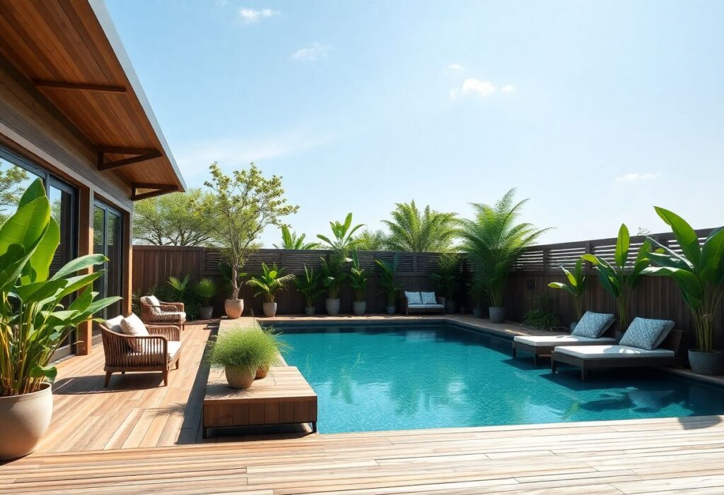 piscine sur terrasse bois