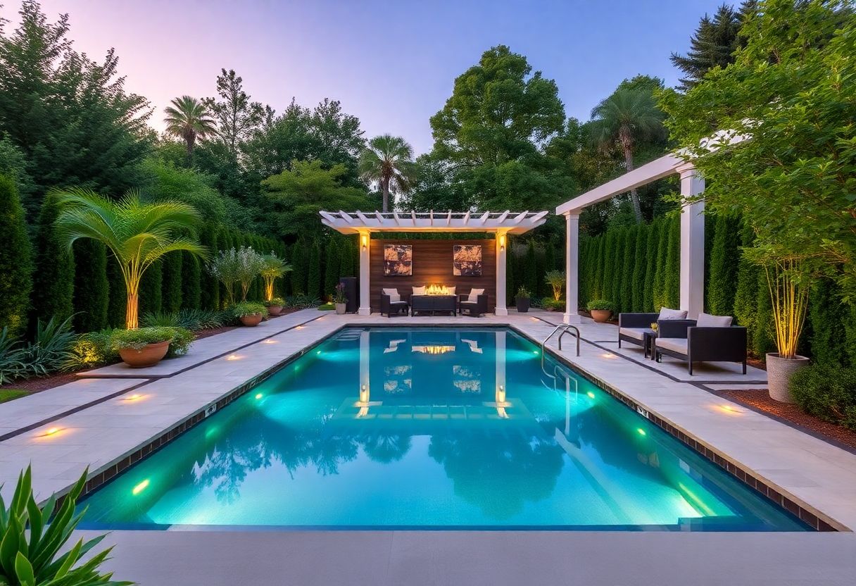 amenagement paysager autour d'une piscine creusée