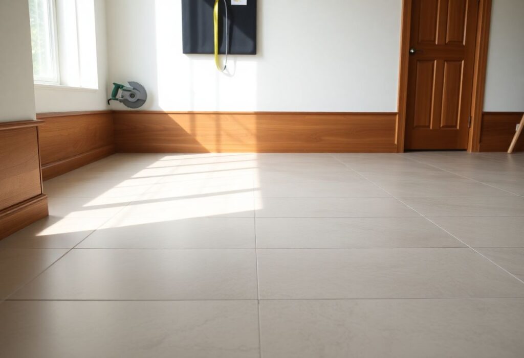 plinthe en bois sur carrelage